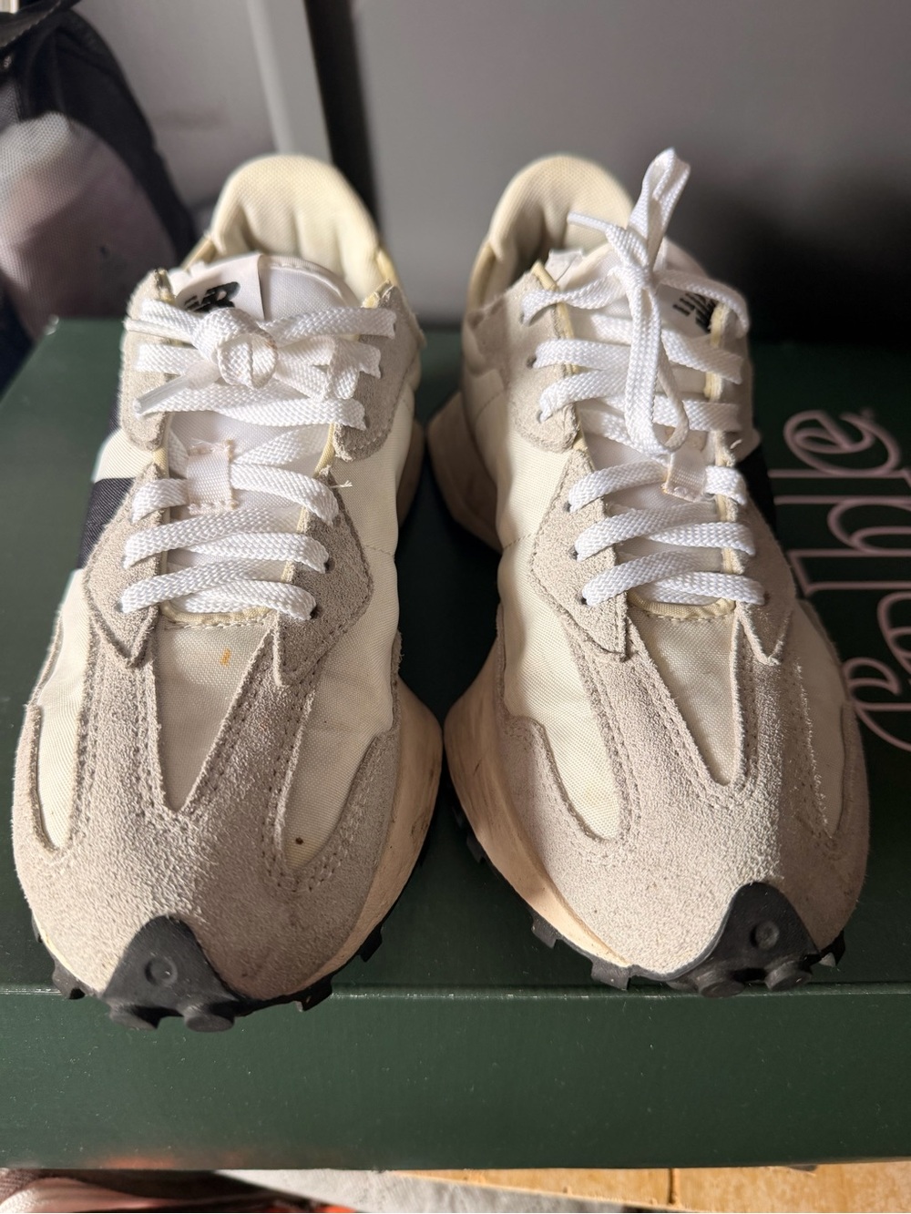 New Balance Men's Beige and White Suede-Trim Sneakers